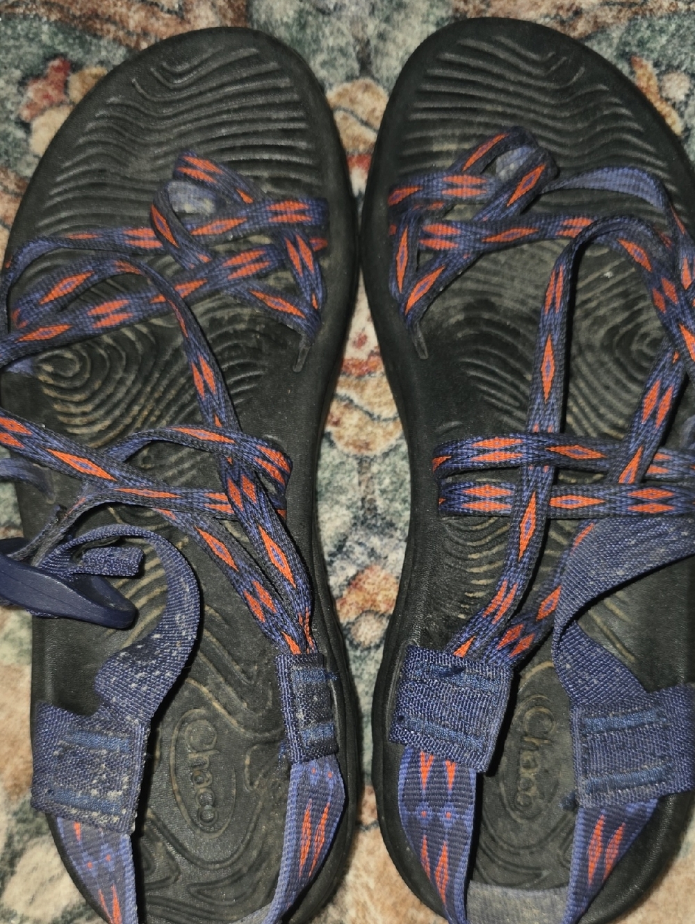Chaco Women's Black Navy Orange Strappy Sandals